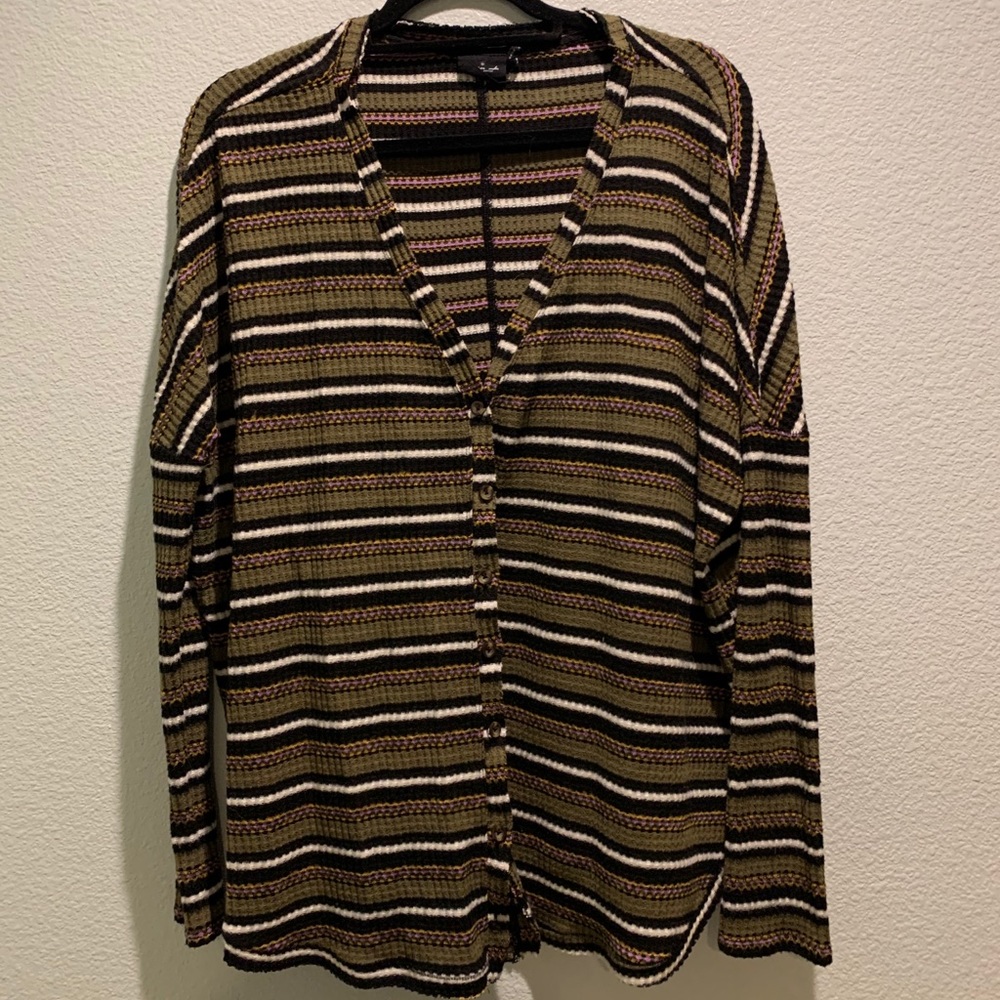 Long-Sleeve Button-Front Sweater